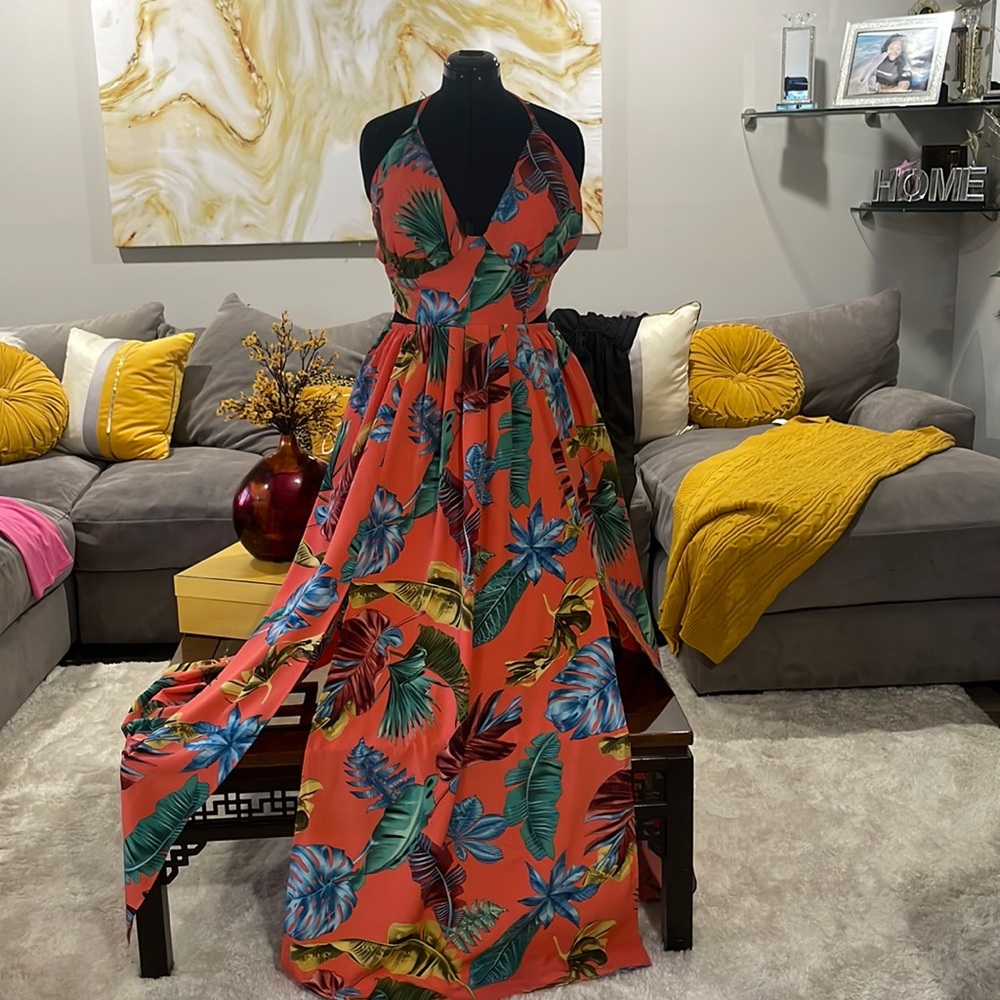 Fashion Nova Kenzie Halter Maxi Dress 1x